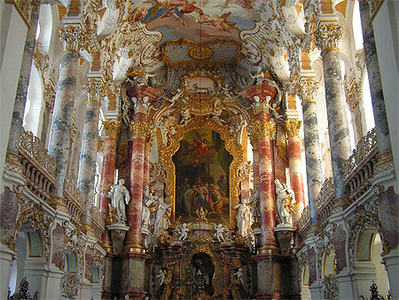 Choeur de l'église rococo Wies Bavière