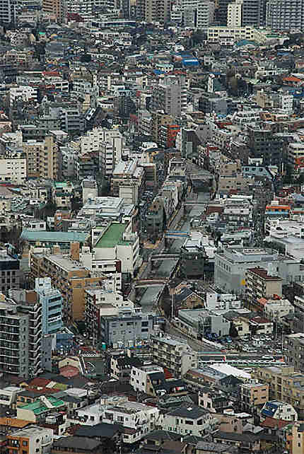 Vue aérienne du quartier Nakanoshinbashi