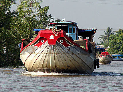 Bateau sillonnant le delta du Mekong