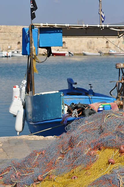 Filets de pêche sur le port vénitien
