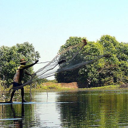 Le pêcheur en pleine action