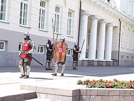 Relève de la garde devant le palais présidentiel à Vilnius