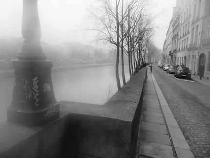 Paris brouillard au quai d'Anjou 