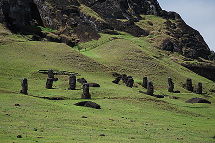 Les moai de la carrière de Rano Raraku