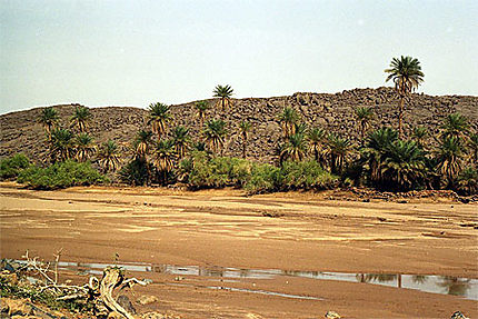 Un filet d'eau dans l'oued de l'oasis de Tessalit