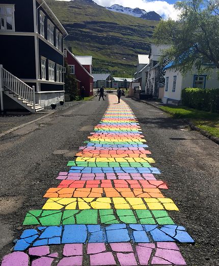 Good bye colored brick road, Seyðisfjörður !