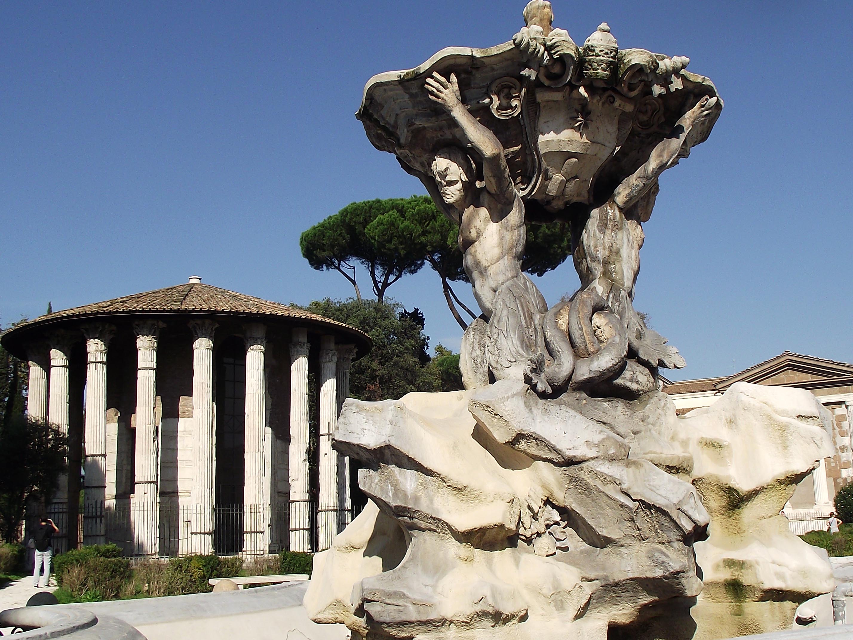 Fontaine et temple à Rome Temples Statues Rome Italie