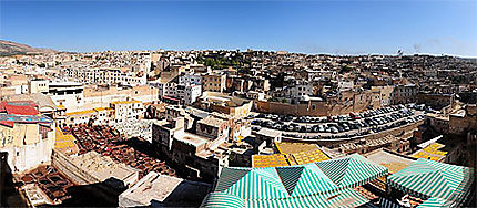 Vue panoramique des tanneries de Fes au Maroc