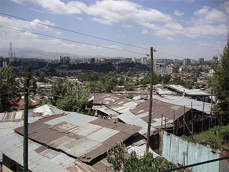 Bidonvilles au centre d'Addis Bidonvilles au centre d'Addis