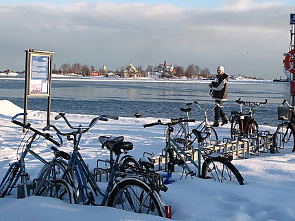 Vélos sous la neige