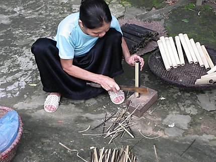 Femme Thai Blanc préparant le picnic