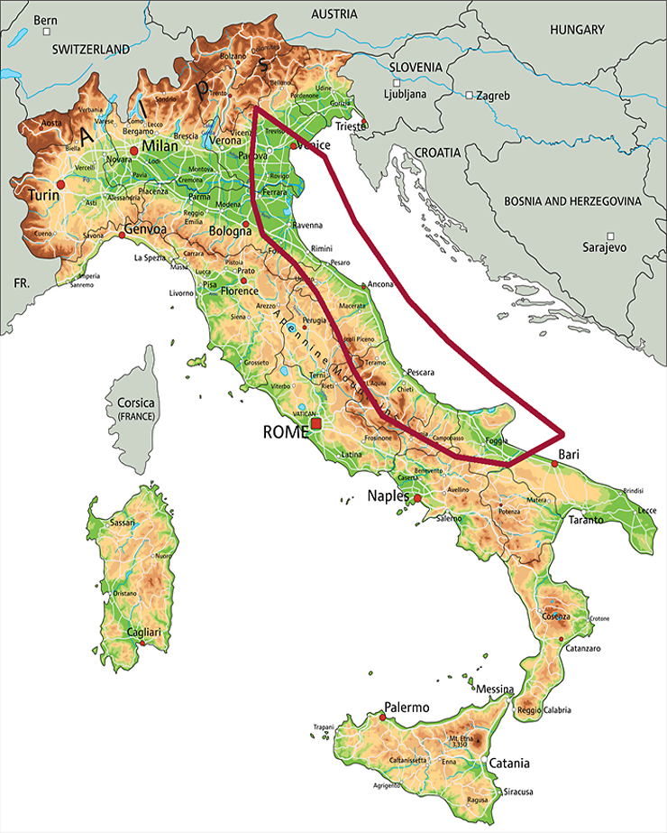 cote adriatique italie carte