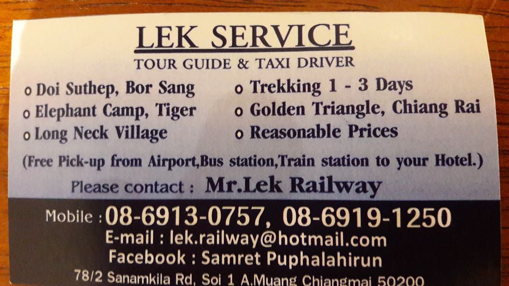Re: Super guide et chauffeur pour le nord de la Thaïlande (Chiang Mai, Chiang Rai) : Mr. Lek - Elodie_LC Re: Super guide et chauffeur pour le nord de la Thaïlande (Chiang Mai, Chiang Rai) : Mr. Lek - Elodie_LC