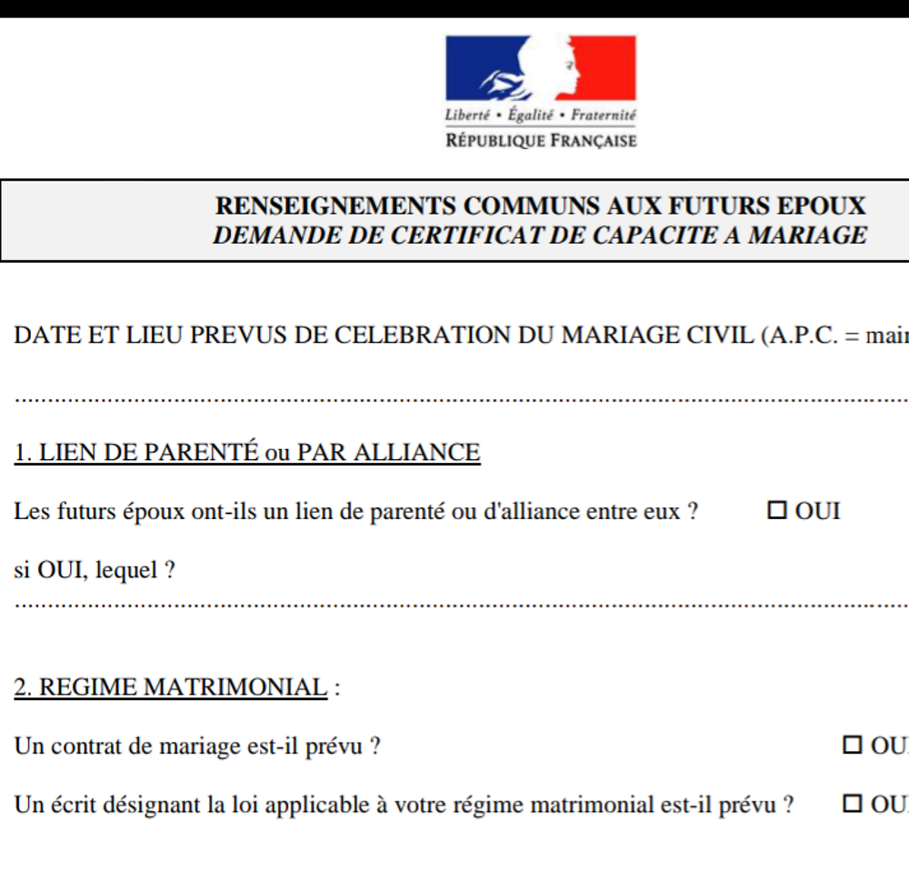 Re: Certificat de capacité à mariage (ccam) - formalités pour se marier en Algerie - Souma-souma