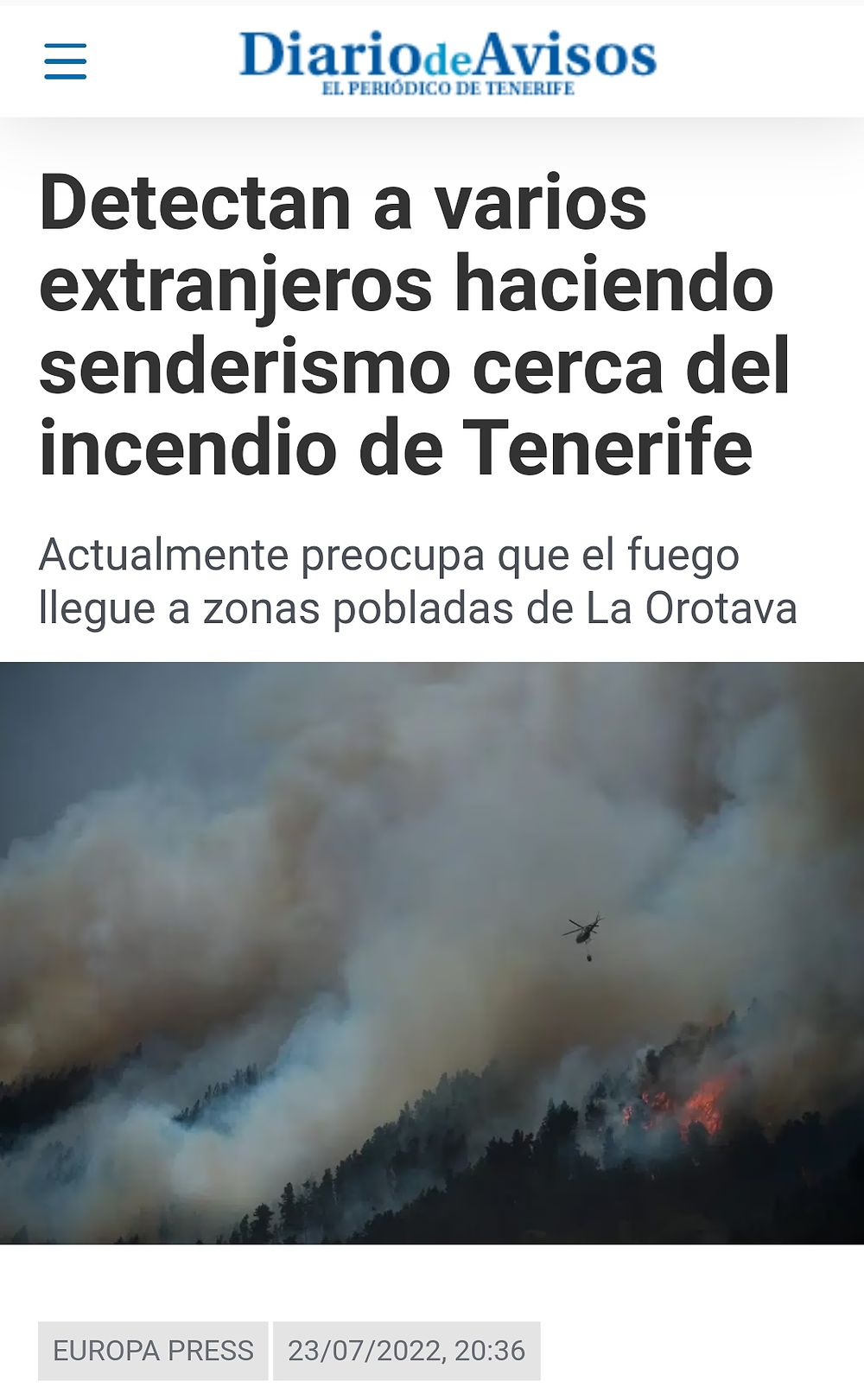 Re: Incendie en cours à Tenerife + avis fortes chaleurs - France (Tenerife)