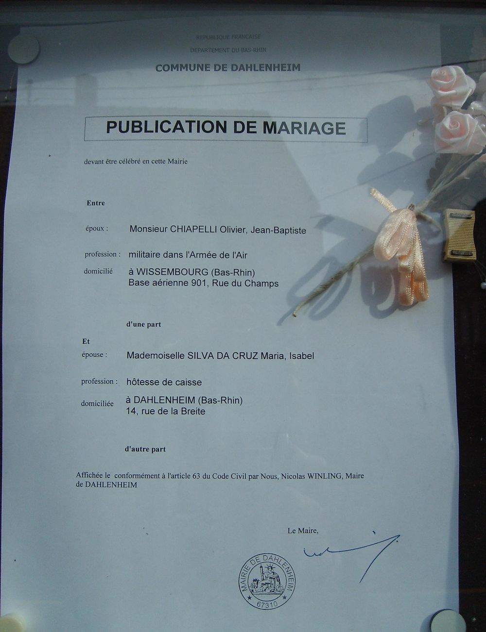 Re: Certificat de capacité à mariage (ccam) - formalités pour se marier en Algerie - Zohir-Bouher