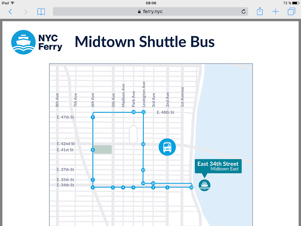 Ferry East river et bus gratuit (Free Shuttle bus) - Clemarie24