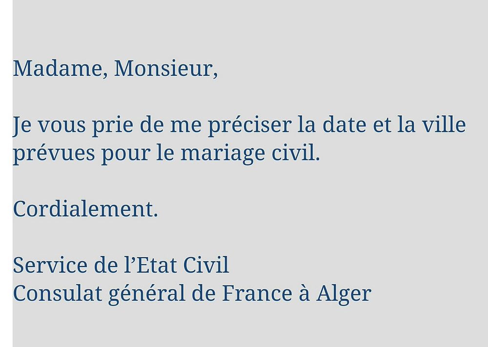 Re: Certificat de capacité à mariage (ccam) - formalités pour se marier en Algerie - Mbkz75