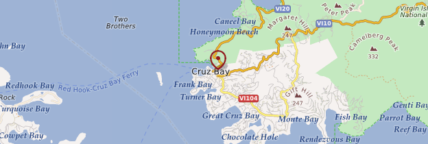 Carte Cruz Bay - Îles Vierges des États-Unis