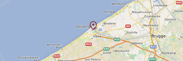 Carte Ostende - Belgique