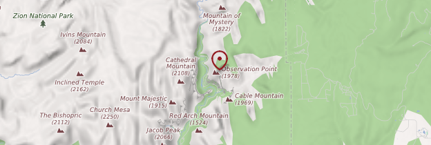 Carte Observation Point - Parcs nationaux de l'Ouest américain