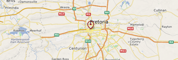 Carte Pretoria - Afrique du Sud