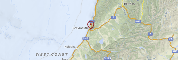 Carte Greymouth - Nouvelle-Zélande