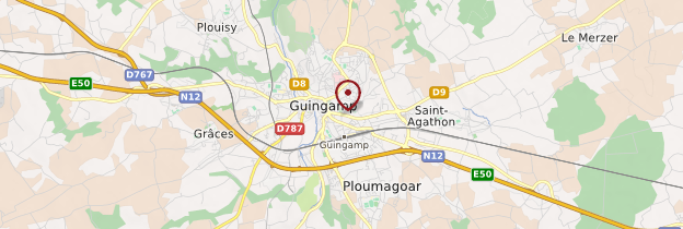 Carte Guingamp (Gwengamp) - Bretagne