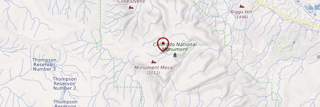 Carte Colorado National Monument - Parcs nationaux de l'Ouest américain
