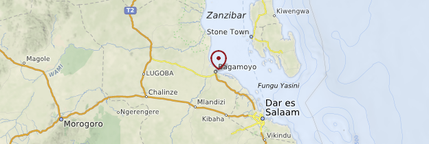 Carte Bagamoyo - Tanzanie
