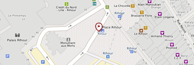 Carte Place Rihour - Lille